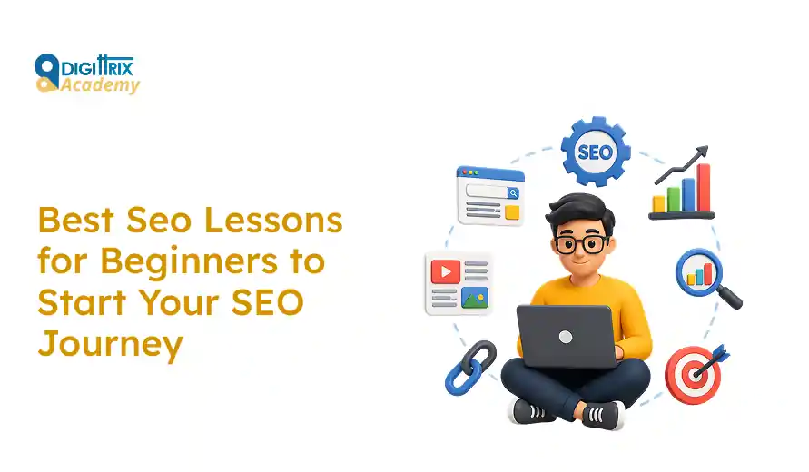 An infographic showcasing key SEO lessons designed for beginners embarking on their SEO journey.