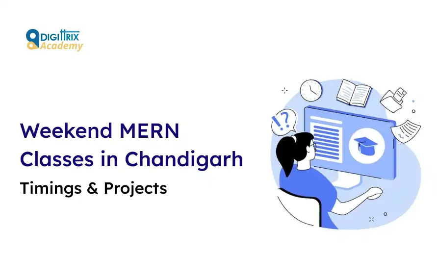 Image promoting weekend MERN classes in Chandigarh highlighting timings and project-based learning